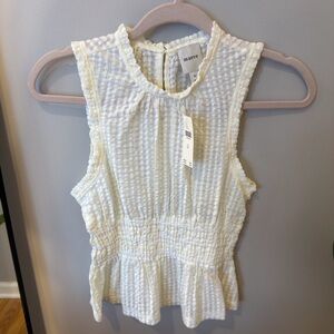 Maeve Cream Textured Sleeveless Blouse